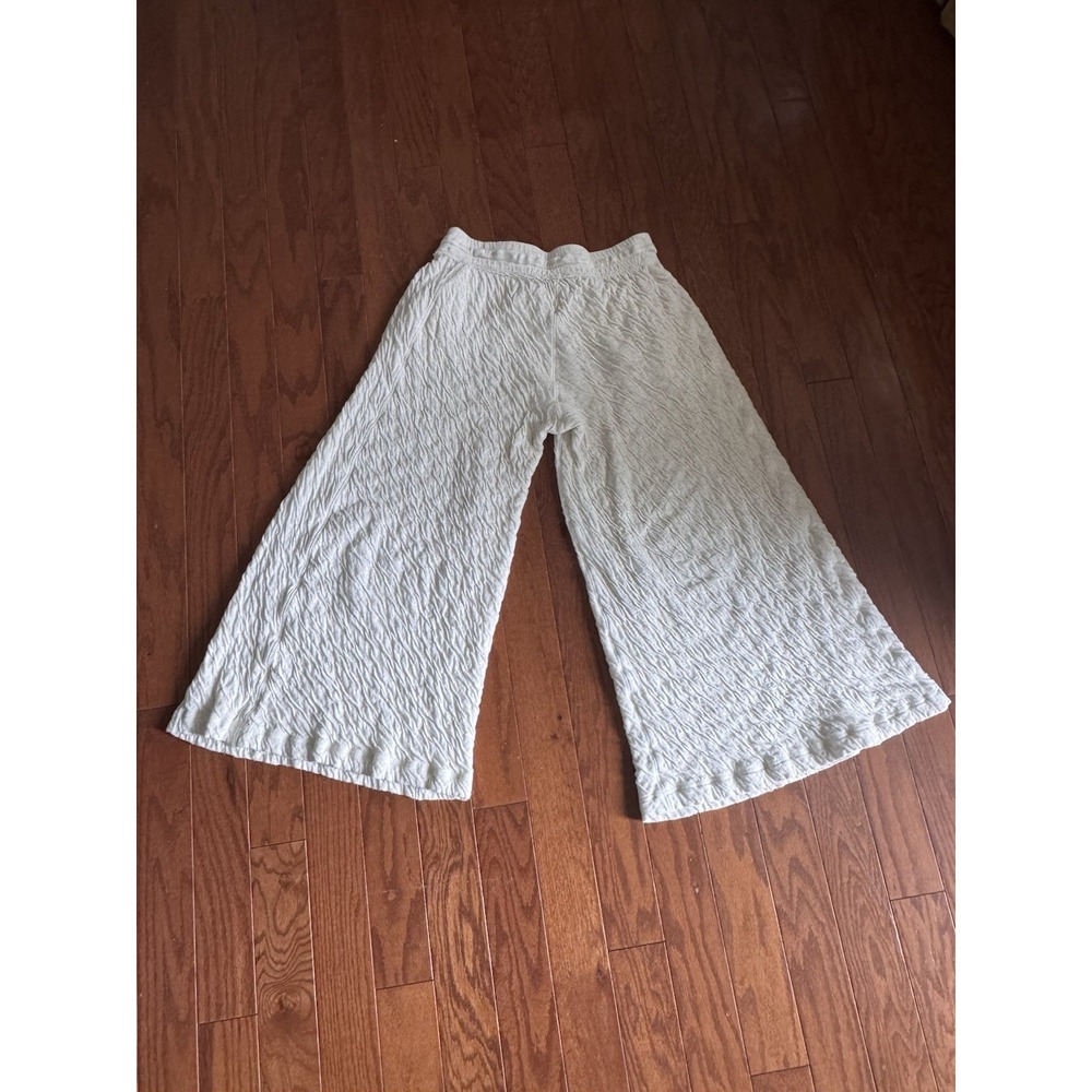 Free People Wait A Minute Wide Leg Lounge Cropped Pants in Cream Medium - Picture 3 of 10